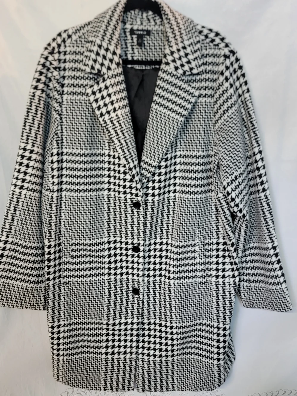 torrid Black & White Houndstooth Plaid Pea Coat - Picture 1 of 12